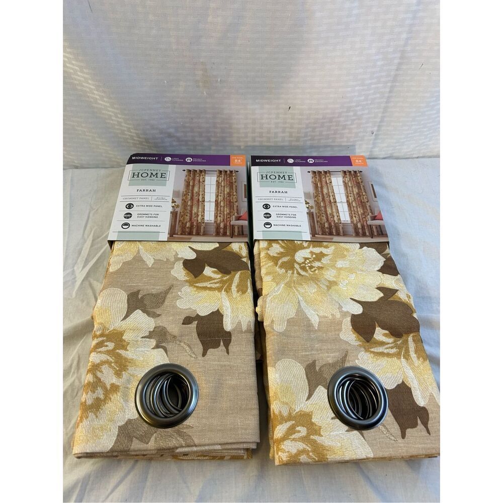 2 JC penny Home Farrah grommet‎ panel 50x84” NEW Replacement.